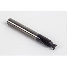 8mm Dia. Carbide Dovetail Cutter, 3 Flute, AlTiN Coated, 8mm Shank x 3.96mm LOC x 60° Included Angle, 0.25mm Radius