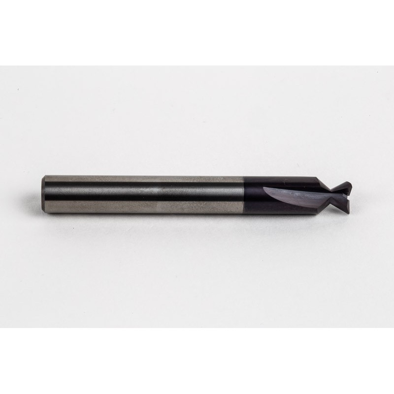 8mm Dia. Carbide Dovetail Cutter, 3 Flute, AlTiN Coated, 8mm Shank x 3.96mm LOC x 60° Included Angle, 0.25mm Radius