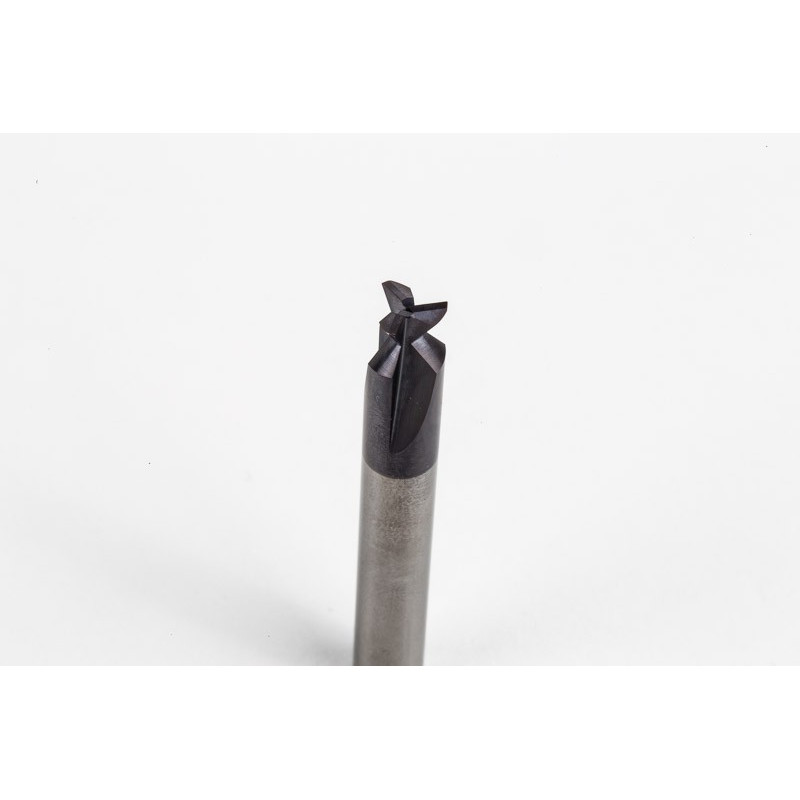 8mm Dia. Carbide Dovetail Cutter, 3 Flute, AlTiN Coated, 8mm Shank x 3.96mm LOC x 60° Included Angle, 0.25mm Radius