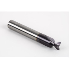 12mm Dia. Carbide Dovetail Cutter, 3 Flute, AlTiN Coated, 12mm Shank x 6.35mm LOC x 60° Included Angle, 0.25mm Radius
