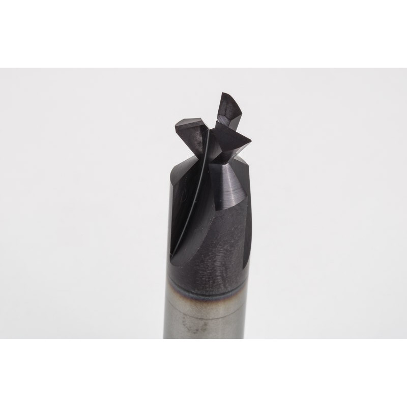 12mm Dia. Carbide Dovetail Cutter, 3 Flute, AlTiN Coated, 12mm Shank x 6.35mm LOC x 60° Included Angle, 0.25mm Radius