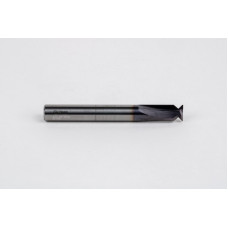 6mm Dia. Carbide Dovetail Cutter, 2 Flute, AlTiN Coated, 6mm Shank x 1.6mm LOC x 90° Included Angle, 0.25mm Radius
