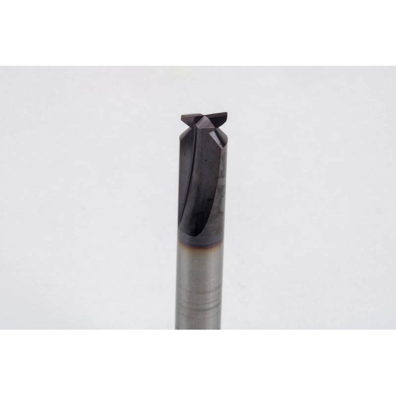 6mm Dia. Carbide Dovetail Cutter, 2 Flute, AlTiN Coated, 6mm Shank x 1.6mm LOC x 90° Included Angle, 0.25mm Radius