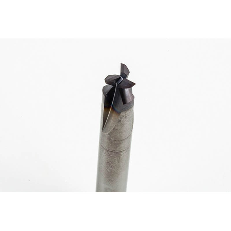 8mm Dia. Carbide Dovetail Cutter, 3 Flute, AlTiN Coated, 8mm Shank x 2.36mm LOC x 90° Included Angle, 0.25mm Radius