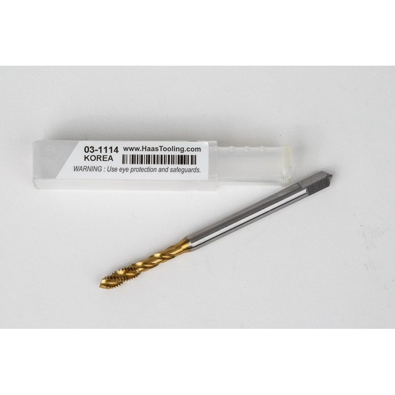 M4x0.7 M HSS-E Spiral Flute Tap, 4.5mm Shank x 7mm Thread Length, 2.5XD, Mod. Bottoming, 3 Flute, 6H, TiN Coated