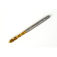 M6x1.0 M HSS-E Spiral Flute Tap, 6mm Shank x 10mm Thread Length, 2.5XD, Mod. Bottoming, 3 Flute, 6H, TiN Coated