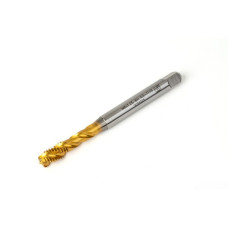 M8x1.25 M HSS-E Spiral Flute Tap, 8mm Shank x 13mm Thread Length, 2.5XD, Mod. Bottoming, 3 Flute, 6H, TiN Coated