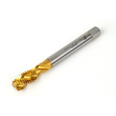 M14x2.0 M HSS-E Spiral Flute Tap, 11mm Shank x 20mm Thread Length, 2.5XD, Mod. Bottoming, 3 Flute, 6H, TiN Coated