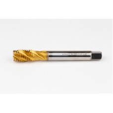 M18x2.5 M HSS-E Spiral Flute Tap, 14mm Shank x 25mm Thread Length, 2.5XD, Mod. Bottoming, 4 Flute, 6H, TiN Coated