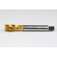 M20x2.5 M HSS-E Spiral Flute Tap, 16mm Shank x 25mm Thread Length, 2.5XD, Mod. Bottoming, 4 Flute, 6H, TiN Coated