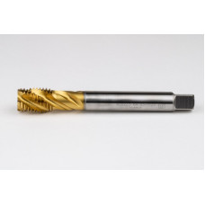 M20x2.5 M HSS-E Spiral Flute Tap, 16mm Shank x 25mm Thread Length, 2.5XD, Mod. Bottoming, 4 Flute, 6H, TiN Coated