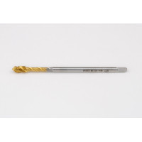 M4x0.5 MF HSS-E Spiral Flute Tap, 2.8mm Shank x 5mm Thread Length, 2.5XD, Mod. Bottoming, 3 Flute, 6H, TiN Coated