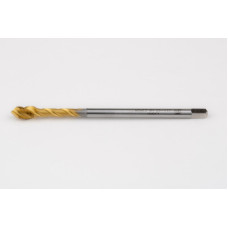 M5x0.5 MF HSS-E Spiral Flute Tap, 3.5mm Shank x 5mm Thread Length, 2.5XD, Mod. Bottoming, 3 Flute, 6H, TiN Coated