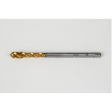 M6x0.75 MF HSS-E Spiral Flute Tap, 4.5mm Shank x 8mm Thread Length, 2.5XD, Mod. Bottoming, 3 Flute, 6H, TiN Coated