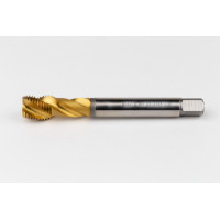 M14x1.5 MF HSS-E Spiral Flute Tap, 11mm Shank x 15mm Thread Length, 2.5XD, Mod. Bottoming, 3 Flute, 6H, TiN Coated