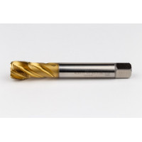 M20x1.5 MF HSS-E Spiral Flute Tap, 16mm Shank x 17mm Thread Length, 2.5XD, Mod. Bottoming, 4 Flute, 6H, TiN Coated