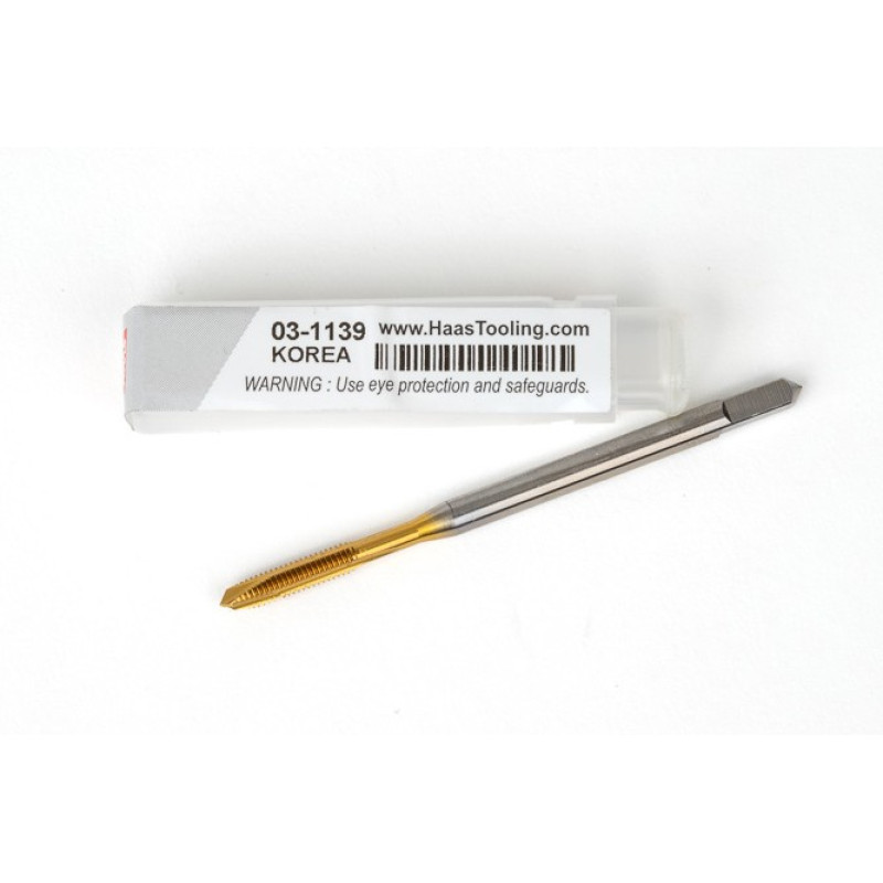 M3x0.5 M HSS-E Spiral Point Tap, 3.5mm Shank x 11mm Thread Length, 3XD, Plug, 3 Flute, 6H, TiN Coated