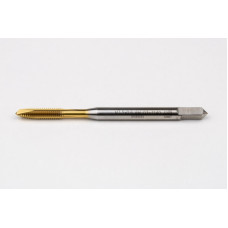 M3.5x0.6 M HSS-E Spiral Point Tap, 4mm Shank x 12mm Thread Length, 3XD, Plug, 3 Flute, 6H, TiN Coated