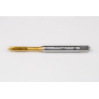 M4.5x0.75 M HSS-E Spiral Point Tap, 6mm Shank x 14mm Thread Length, 3XD, Plug, 3 Flute, 6H, TiN Coated