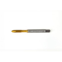 M5x0.8 M HSS-E Spiral Point Tap, 6mm Shank x 15mm Thread Length, 3XD, Plug, 3 Flute, 6H, TiN Coated