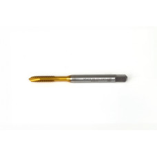 M5x0.8 M HSS-E Spiral Point Tap, 6mm Shank x 15mm Thread Length, 3XD, Plug, 3 Flute, 6H, TiN Coated