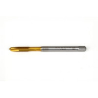 M6x1.0 M HSS-E Spiral Point Tap, 6mm Shank x 17mm Thread Length, 3XD, Plug, 3 Flute, 6H, TiN Coated