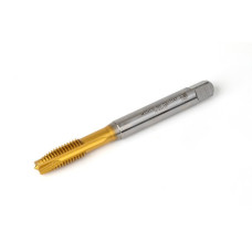M10x1.5 M HSS-E Spiral Point Tap, 10mm Shank x 22mm Thread Length, 3XD, Plug, 3 Flute, 6H, TiN Coated