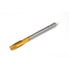 M12x1.75 M HSS-E Spiral Point Tap, 9mm Shank x 24mm Thread Length, 3XD, Plug, 3 Flute, 6H, TiN Coated