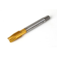 M16x2.0 M HSS-E Spiral Point Tap, 12mm Shank x 27mm Thread Length, 3XD, Plug, 3 Flute, 6H, TiN Coated