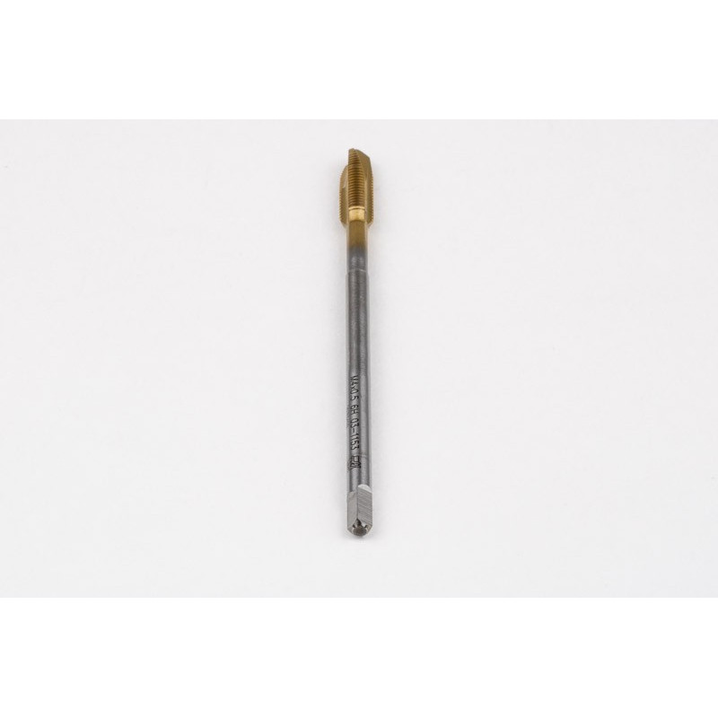 M4x0.5 MF HSS-E Spiral Point Tap, 2.8mm Shank x 10mm Thread Length, 3XD, Plug, 3 Flute, 6H, TiN Coated