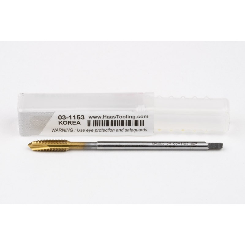 M4x0.5 MF HSS-E Spiral Point Tap, 2.8mm Shank x 10mm Thread Length, 3XD, Plug, 3 Flute, 6H, TiN Coated
