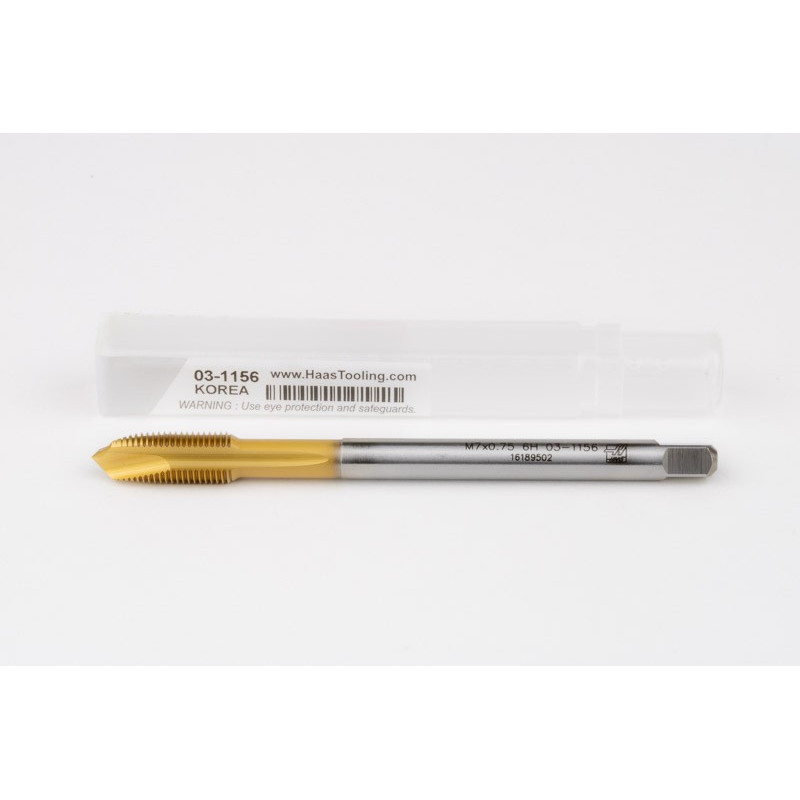 M7x0.75 MF HSS-E Spiral Point Tap, 5.5mm Shank x 14mm Thread Length, 3XD, Plug, 3 Flute, 6H, TiN Coated