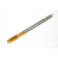 M8x1.0 MF HSS-E Spiral Point Tap, 6mm Shank x 17mm Thread Length, 3XD, Plug, 3 Flute, 6H, TiN Coated