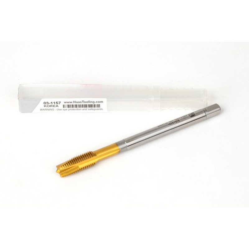 M8x1.0 MF HSS-E Spiral Point Tap, 6mm Shank x 17mm Thread Length, 3XD, Plug, 3 Flute, 6H, TiN Coated