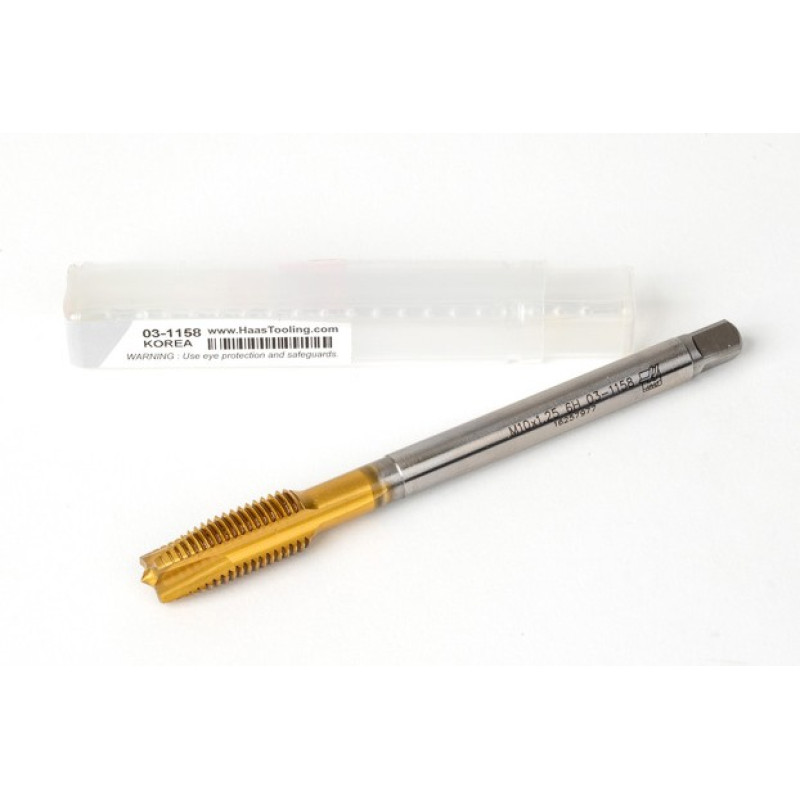 M10x1.25 MF HSS-E Spiral Point Tap, 7mm Shank x 22mm Thread Length, 3XD, Plug, 3 Flute, 6H, TiN Coated
