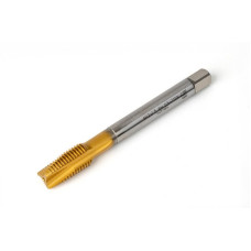 M12x1.5 MF HSS-E Spiral Point Tap, 9mm Shank x 22mm Thread Length, 3XD, Plug, 3 Flute, 6H, TiN Coated