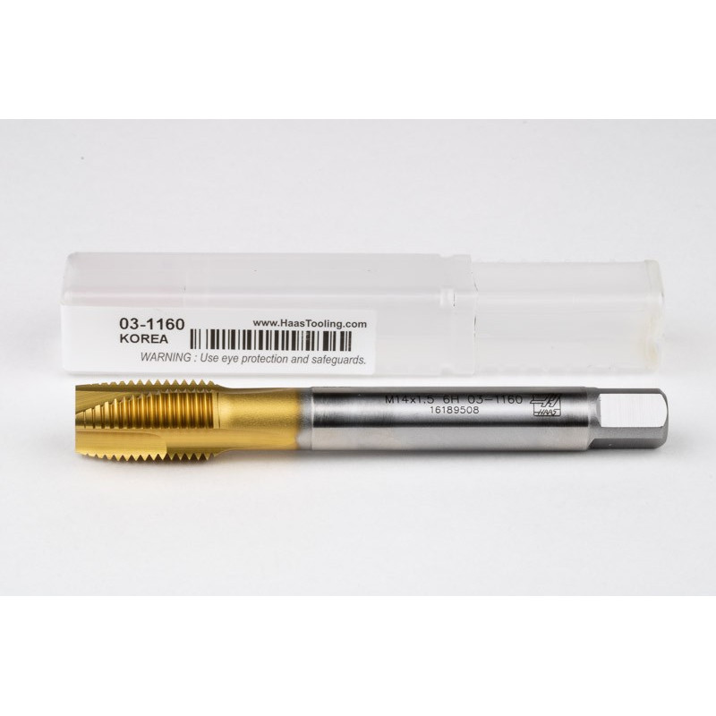 M14x1.5 MF HSS-E Spiral Point Tap, 11mm Shank x 22mm Thread Length, 3XD, Plug, 3 Flute, 6H, TiN Coated