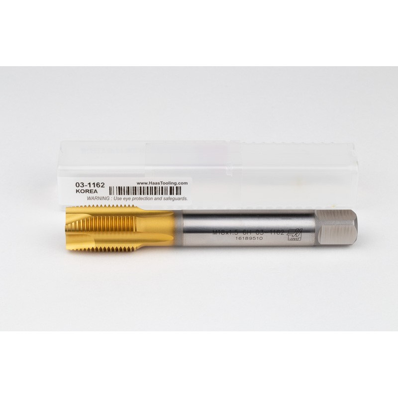 M18x1.5 MF HSS-E Spiral Point Tap, 14mm Shank x 25mm Thread Length, 3XD, Plug, 4 Flute, 6H, TiN Coated