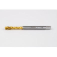 M6x1.0 M HSS-E Spiral Flute Tap, 6mm Shank x 10mm Thread Length, 2.5XD, Mod. Bottoming, 3 Flute, 6H, TiN Coated