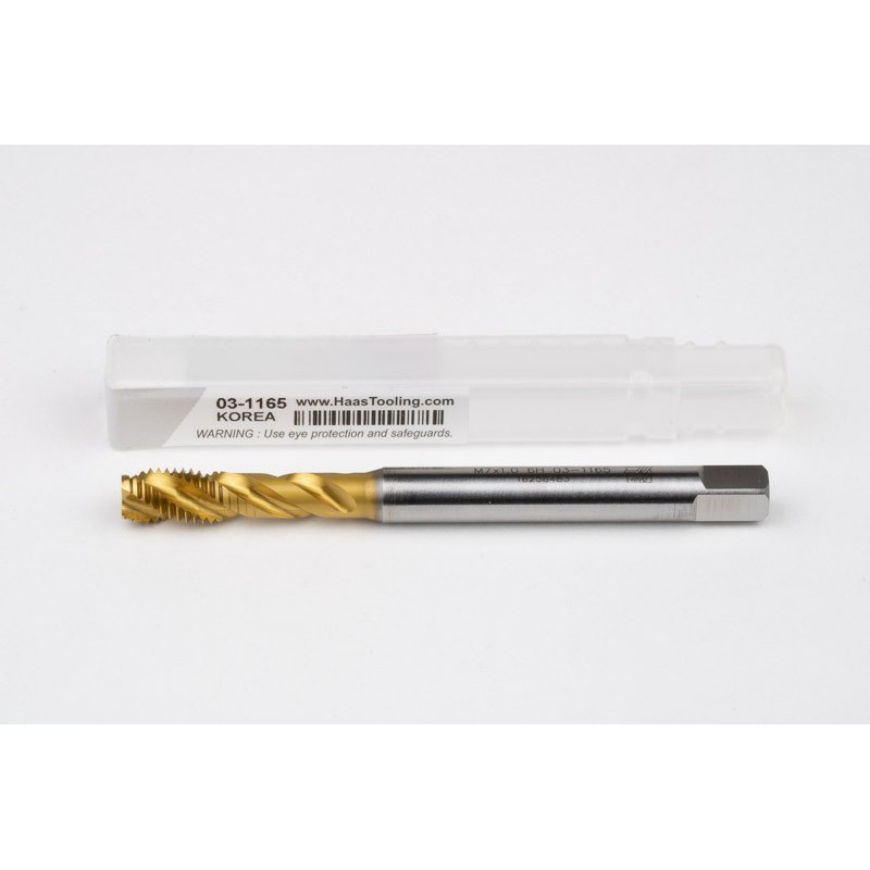 M7x1.0 M HSS-E Spiral Flute Tap, 7mm Shank x 10mm Thread Length, 2.5XD, Mod. Bottoming, 3 Flute, 6H, TiN Coated