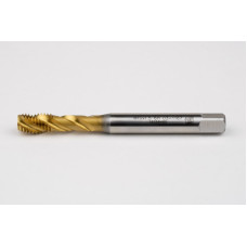 M10x1.5 M HSS-E Spiral Flute Tap, 10mm Shank x 15mm Thread Length, 2.5XD, Mod. Bottoming, 3 Flute, 6H, TiN Coated