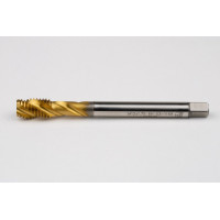 M12x1.75 M HSS-E Spiral Flute Tap, 9mm Shank x 18mm Thread Length, 2.5XD, Mod. Bottoming, 3 Flute, 6H, TiN Coated