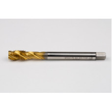 M12x1.75 M HSS-E Spiral Flute Tap, 9mm Shank x 18mm Thread Length, 2.5XD, Mod. Bottoming, 3 Flute, 6H, TiN Coated