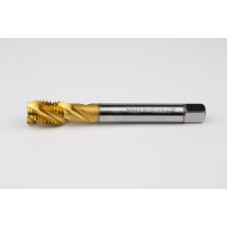 M16x2.0 M HSS-E Spiral Flute Tap, 12mm Shank x 20mm Thread Length, 2.5XD, Mod. Bottoming, 3 Flute, 6H, TiN Coated