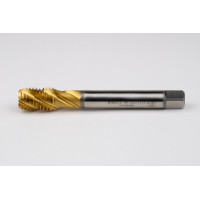 M18x2.5 M HSS-E Spiral Flute Tap, 14mm Shank x 25mm Thread Length, 2.5XD, Mod. Bottoming, 4 Flute, 6H, TiN Coated