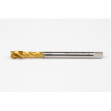 M7x0.75 MF HSS-E Spiral Flute Tap, 5.5mm Shank x 10mm Thread Length, 2.5XD, Mod. Bottoming, 3 Flute, 6H, TiN Coated