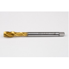 M10x1.25 MF HSS-E Spiral Flute Tap, 7mm Shank x 16mm Thread Length, 2.5XD, Mod. Bottoming, 3 Flute, 6H, TiN Coated