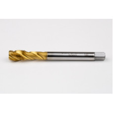 M12x1.5 MF HSS-E Spiral Flute Tap, 9mm Shank x 15mm Thread Length, 2.5XD, Mod. Bottoming, 3 Flute, 6H, TiN Coated