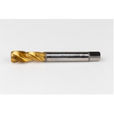 M14x1.5 MF HSS-E Spiral Flute Tap, 11mm Shank x 15mm Thread Length, 2.5XD, Mod. Bottoming, 3 Flute, 6H, TiN Coated