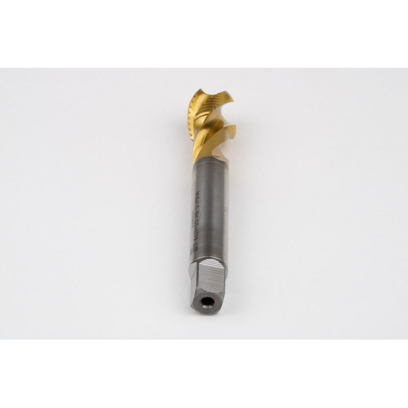 M16x1.5 MF HSS-E Spiral Flute Tap, 12mm Shank x 15mm Thread Length, 2.5XD, Mod. Bottoming, 3 Flute, 6H, TiN Coated